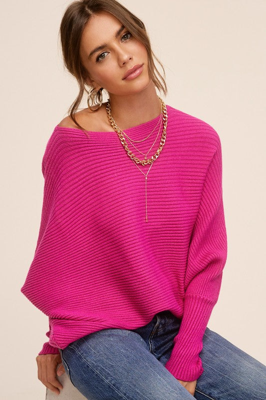 Ribbed Knit Bubble Sleeve Mae Cozy Sweater