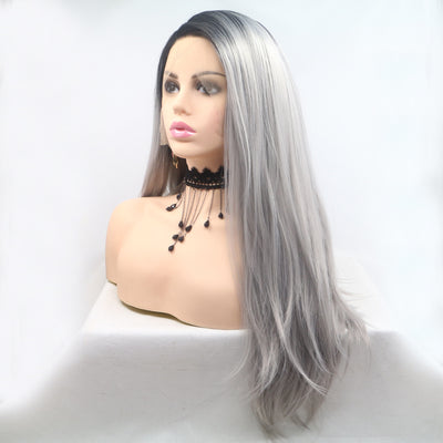 13*3" Lace Front Wigs Synthetic Long Straight 24" 130% Density - Fashions Envy
