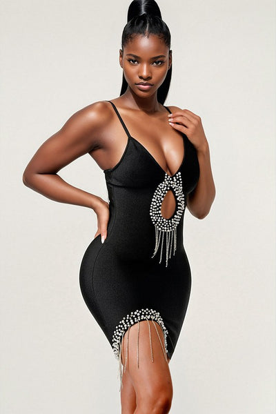 Black Show-stopping Bandage Mini Dress