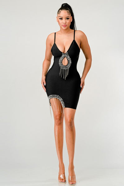Black Show-stopping Bandage Mini Dress