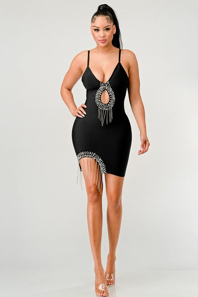 Black Show-stopping Bandage Mini Dress