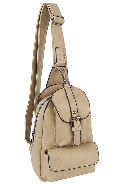 Buckle Pocket Sling Bag Crossbody Backpack