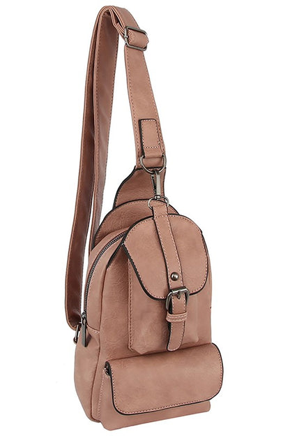 Buckle Pocket Sling Bag Crossbody Backpack