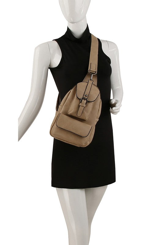 Buckle Pocket Sling Bag Crossbody Backpack