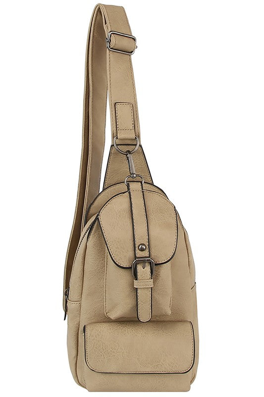 Buckle Pocket Sling Bag Crossbody Backpack