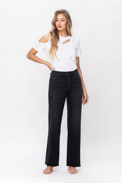 Raw Hem High Rise Dad Jeans