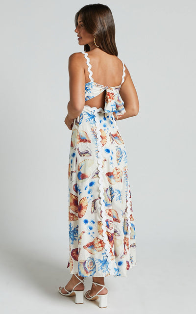 Floral Patchwork Cami Midi Dress - High Waist Boho