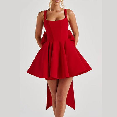 Summer Halter Mini Dress - Backless Large Bow Corset