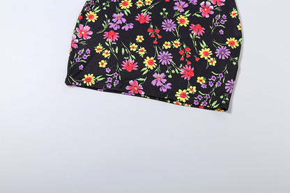 Halter Neck Backless Dress - Hollow Print Mini - Fashions Envy