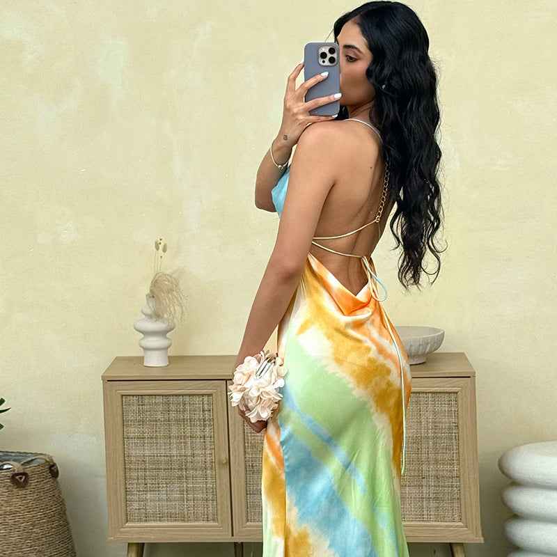Strappy Backless Halter Dress - Summer Maxi Gown