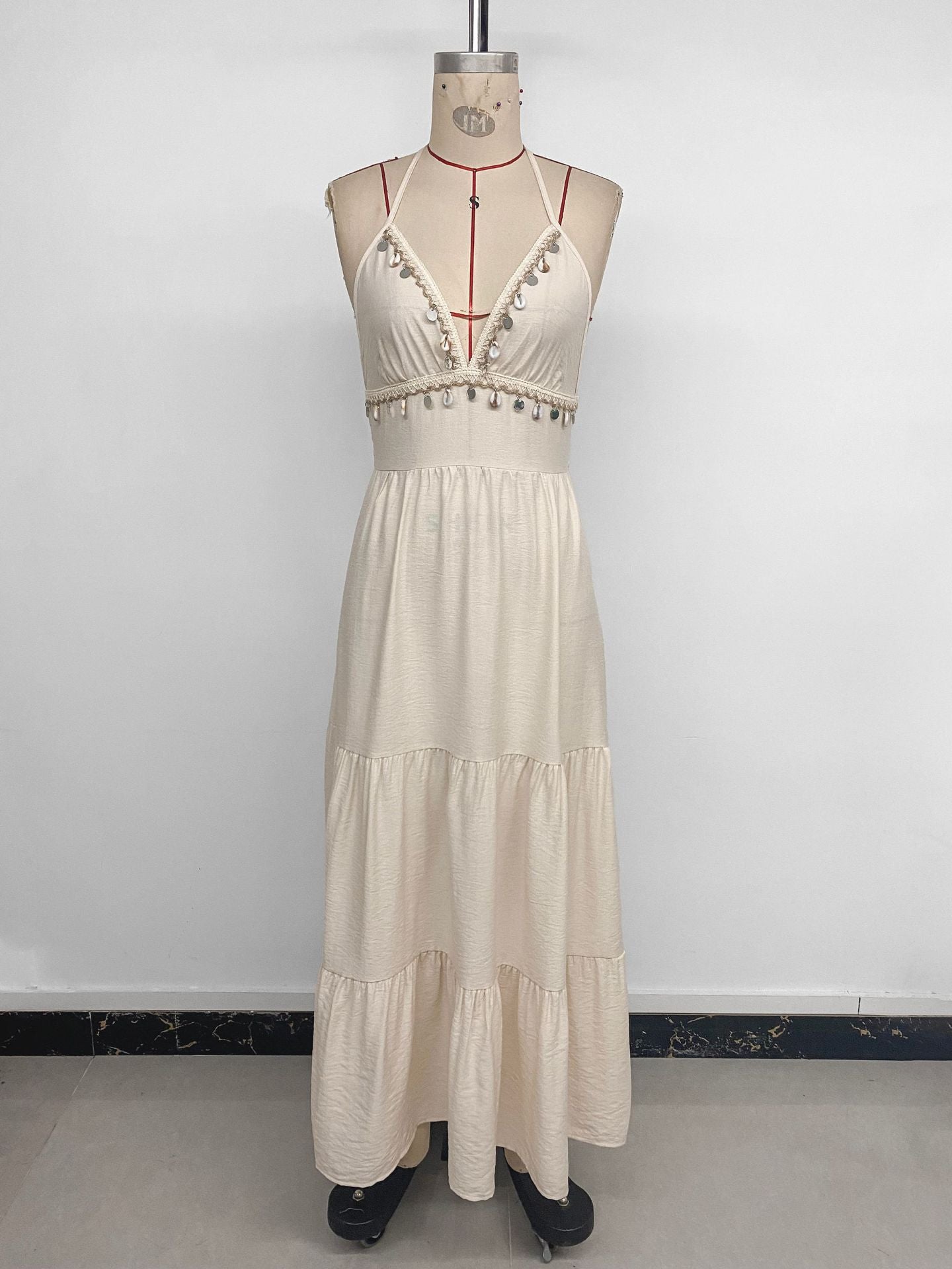Deep V-neck Maxi Dress - Backless Summer Style