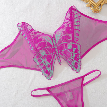 Mesh Lingerie Set - Embroidered Bow Detail