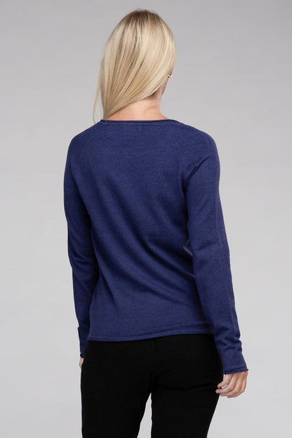 Long Sleeve Viscose Round Neck Basic Sweater