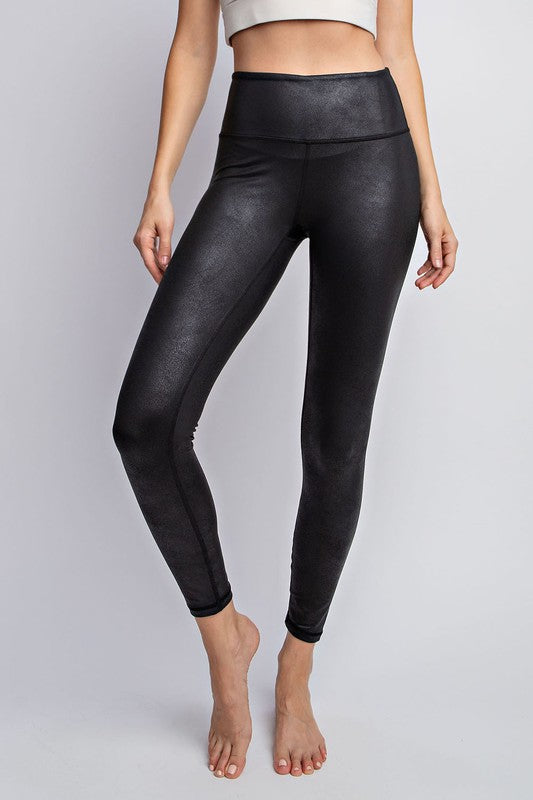 PU Chintz Full-Length Fitted Leggings