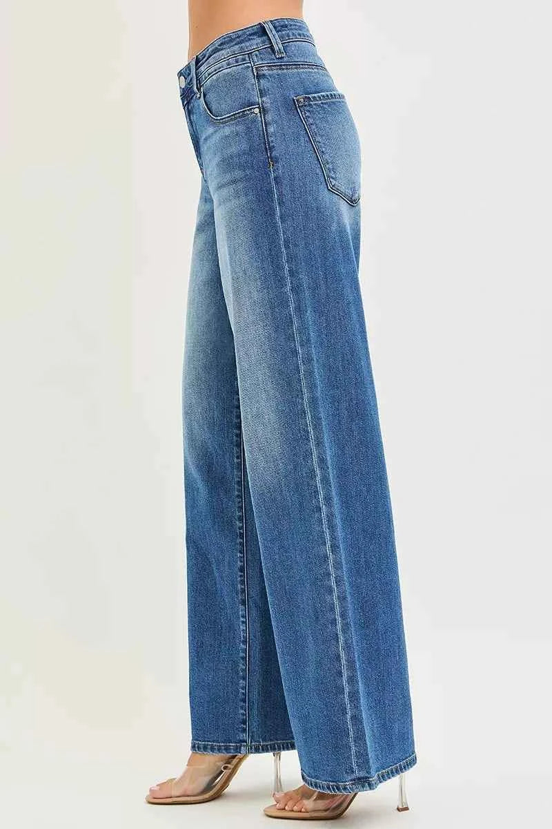 RISEN Slouchy Baggy Jeans - Medium Wash Full Length