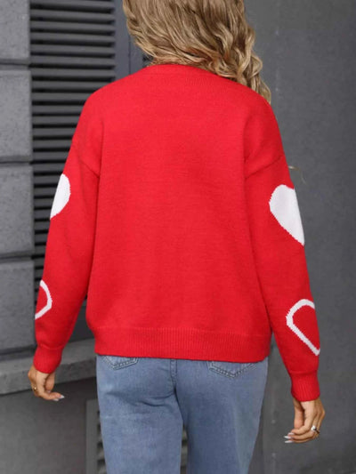 Valentine's Day Heart Cardigan - Knit Button-Up - Fashions Envy