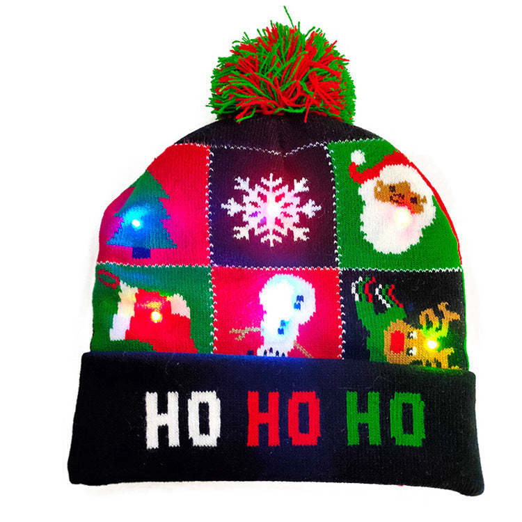 LED Christmas Beanie - Light-Up Knitted Holiday Hat