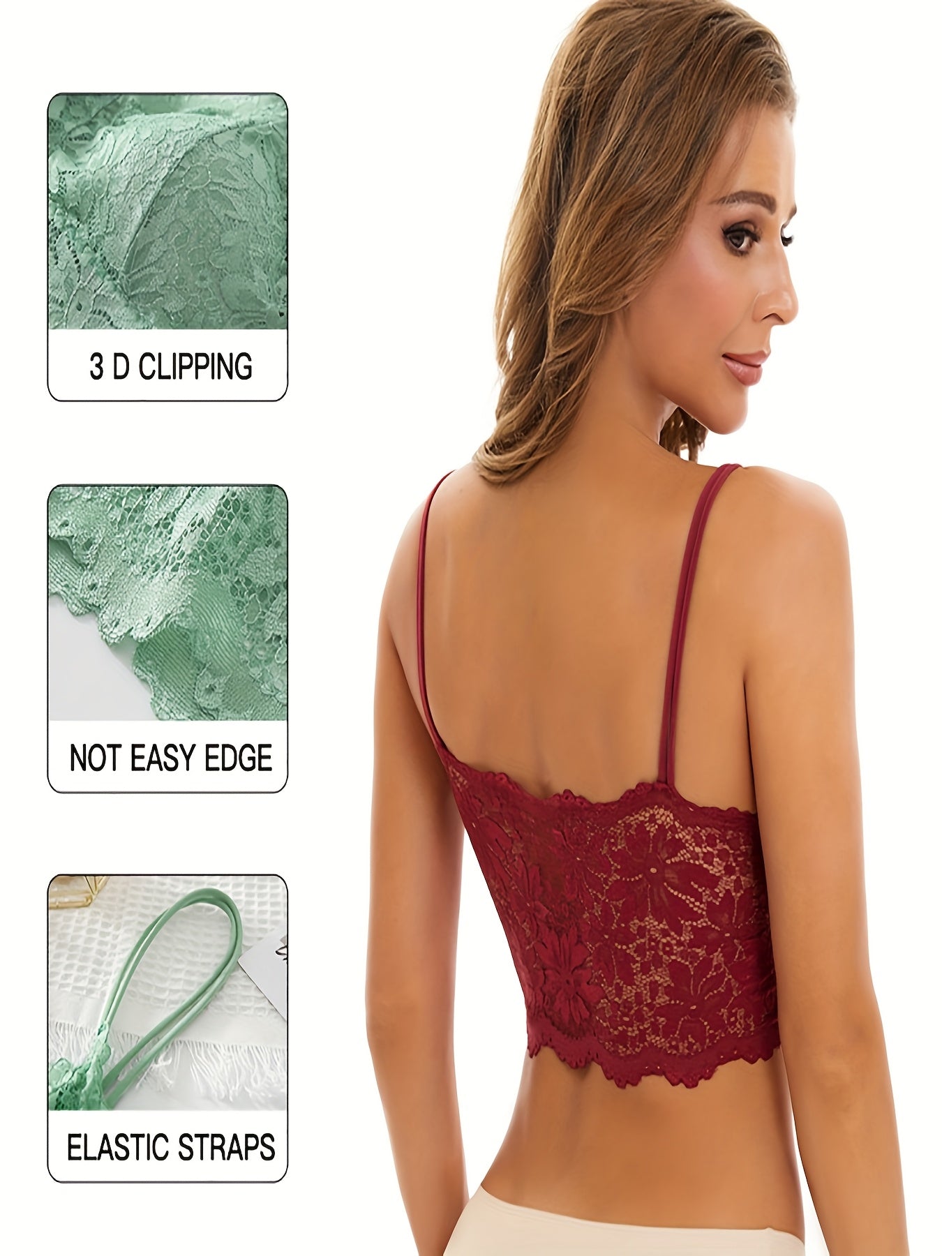 Exquisite Semi-Sheer Pattern Elegant Lace Bra with Detachable Mat
