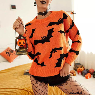Halloween Sweater - Brocade Knit Long Sleeve Pullover
