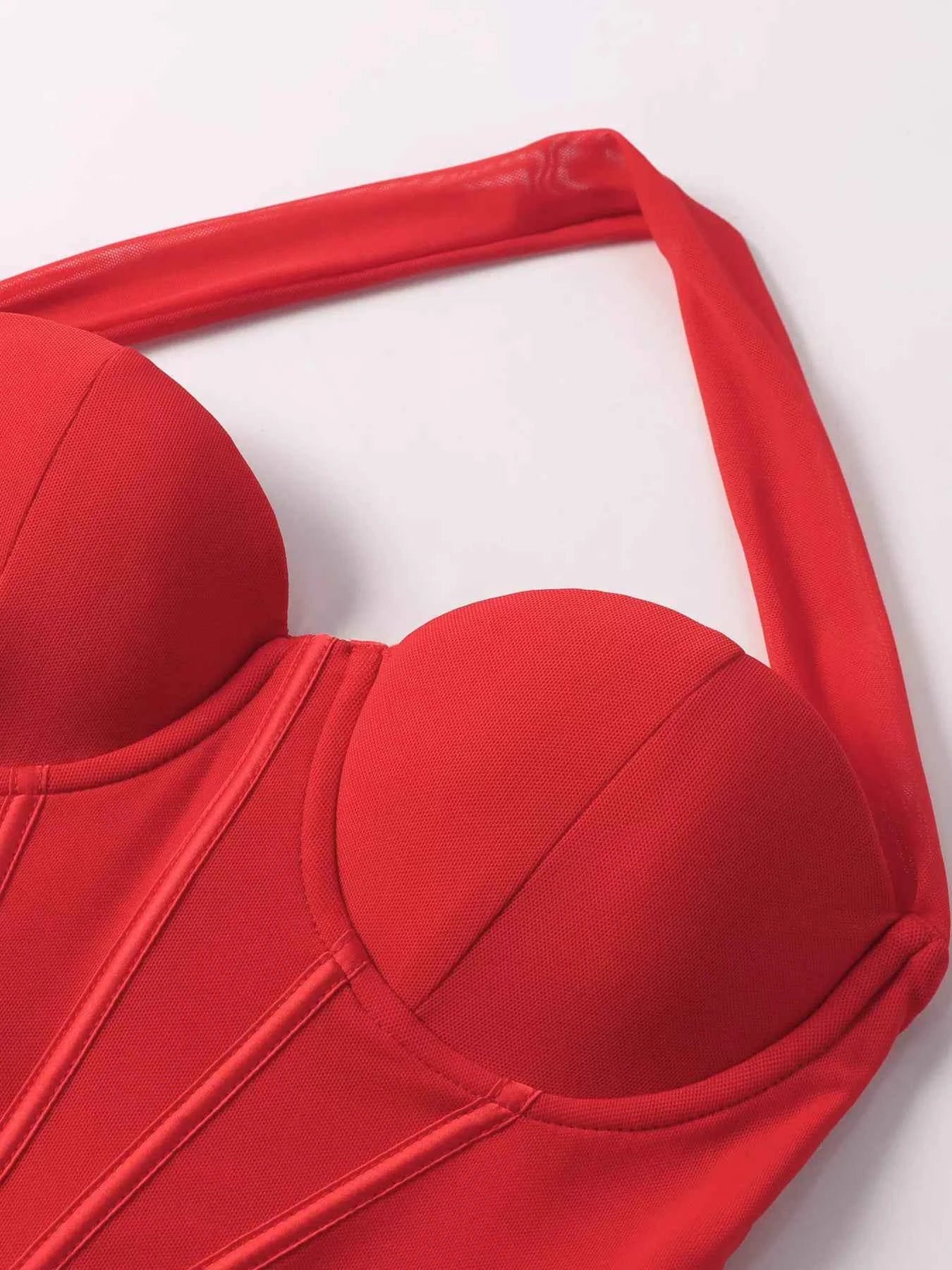 Ruched Halter Neck Mini Dress