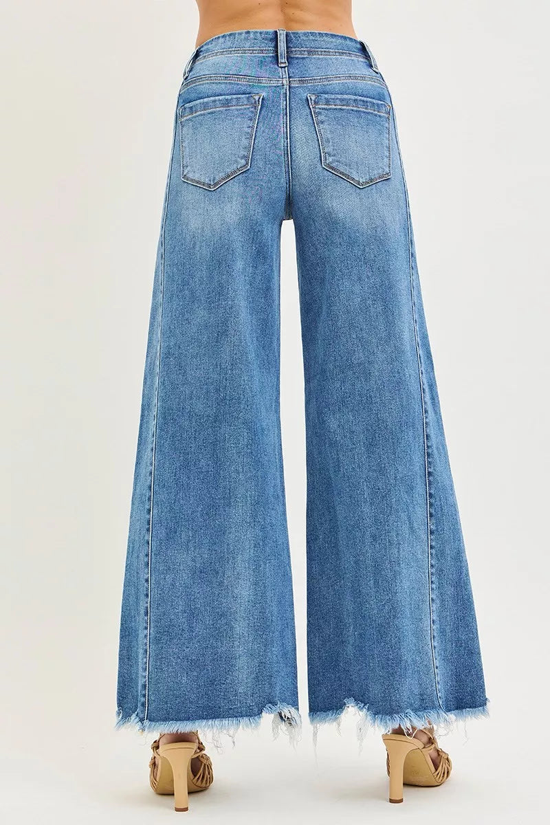 RISEN High Rise Ankle Wide Jeans - Fashions Envy