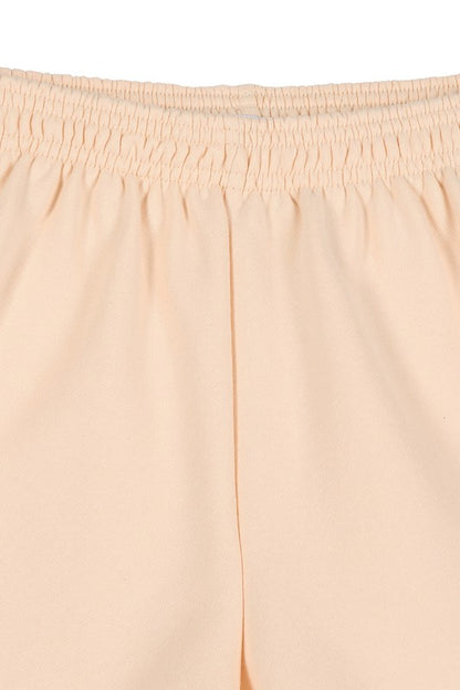 Solid Cream Stretch Sweat Shorts