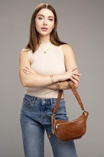 Adjustable Strap O-Ring Clasp Sling Bag