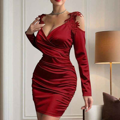 Lace Bodycon Dress - Off-Shoulder Backless Gown - Fashions Envy