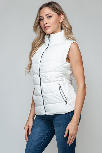 Snobbish Zip Up Turtleneck Vest with Pockets - Fashions Envy