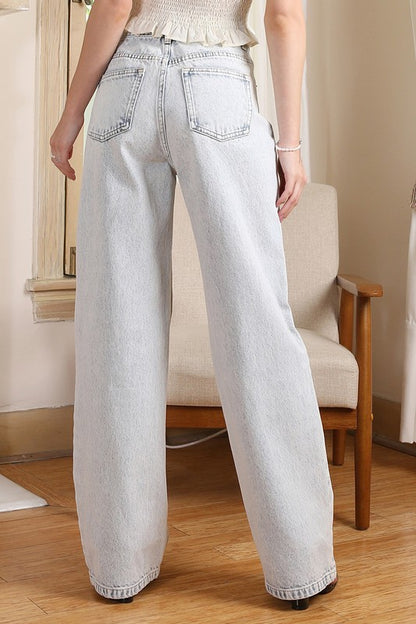 Light Wash High Waist Denim Jeans