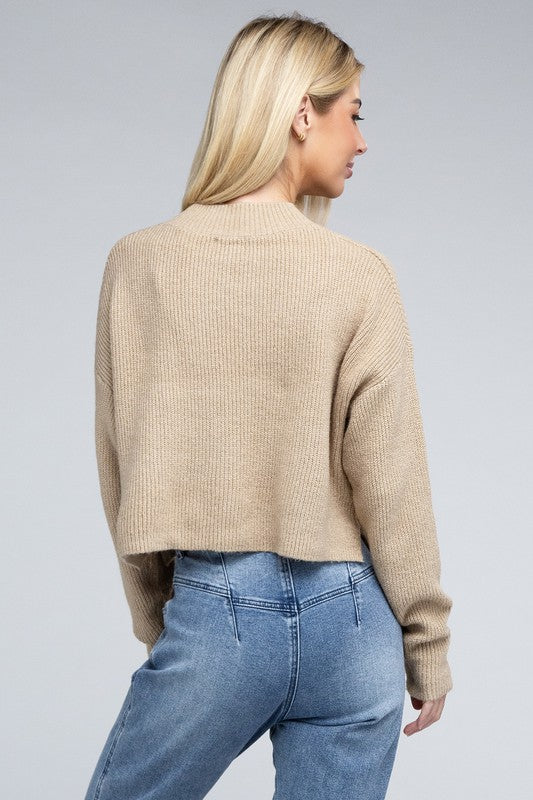 Mock Neck Long Sleeve Pullover Sweater