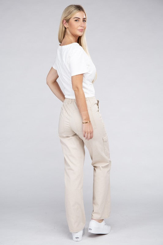 Everyday Casual Wear Elastic-Waist Cargo Pants