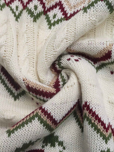 Cable Knit Turtleneck Sweater - Fair Isle Holiday Style - Fashions Envy