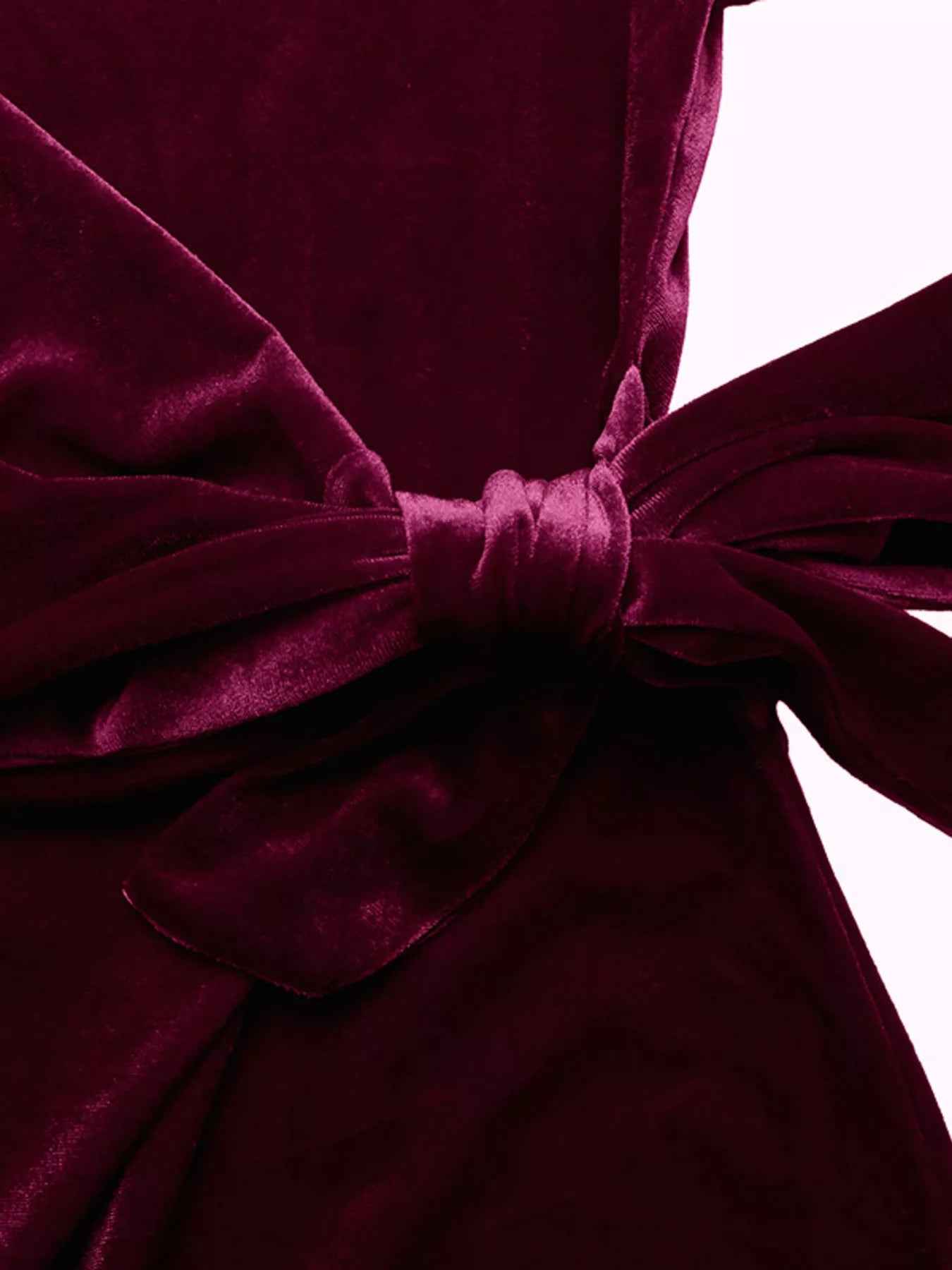 Velvet Midi Party Dress - Chic Side-Tie Style - Fashions Envy