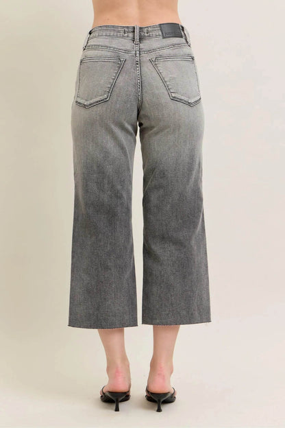 Judy Blue Full Size Wide Leg Capris Jeans Plus Size - Fashions Envy