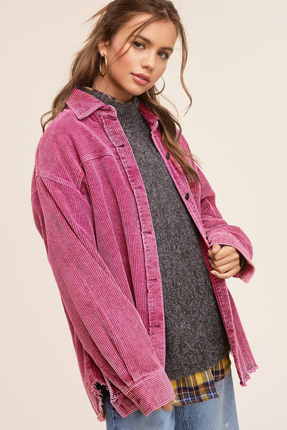 Oversized Fit Corduroy Daisy Jacket