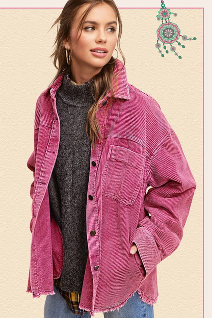 Oversized Fit Corduroy Daisy Jacket