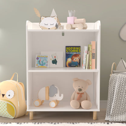 3-Tier Kid’s Bookcase Book Display Shelf and Cabinet Organizer- White_7