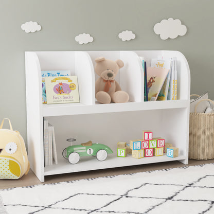 4 Compartment Children’s Bookcase and Playroom Storage Bookshelf- White_2