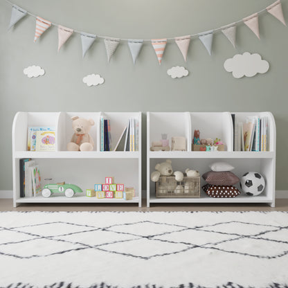 4 Compartment Children’s Bookcase and Playroom Storage Bookshelf- White_3