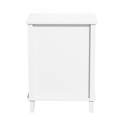 Wooden Nightstand with One Drawer and Open Shelf for Bedroom- White+Pink_7