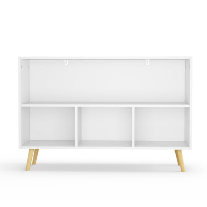 Kid’s Bookcase with Collapsible Drawers Toy Storage Organizer- White+Gray_11