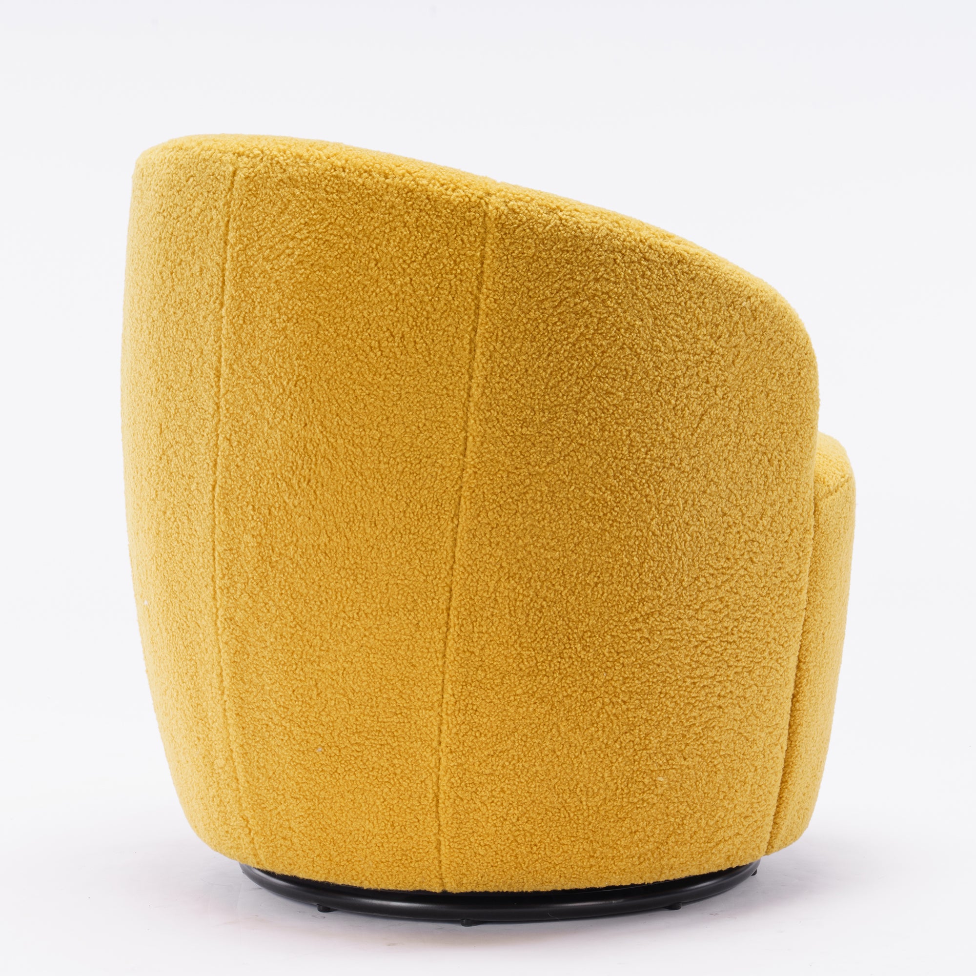 Teddy Fabric Swivel Accent Armchair Barrel Chair With Black Metal Ring- Yellow_13