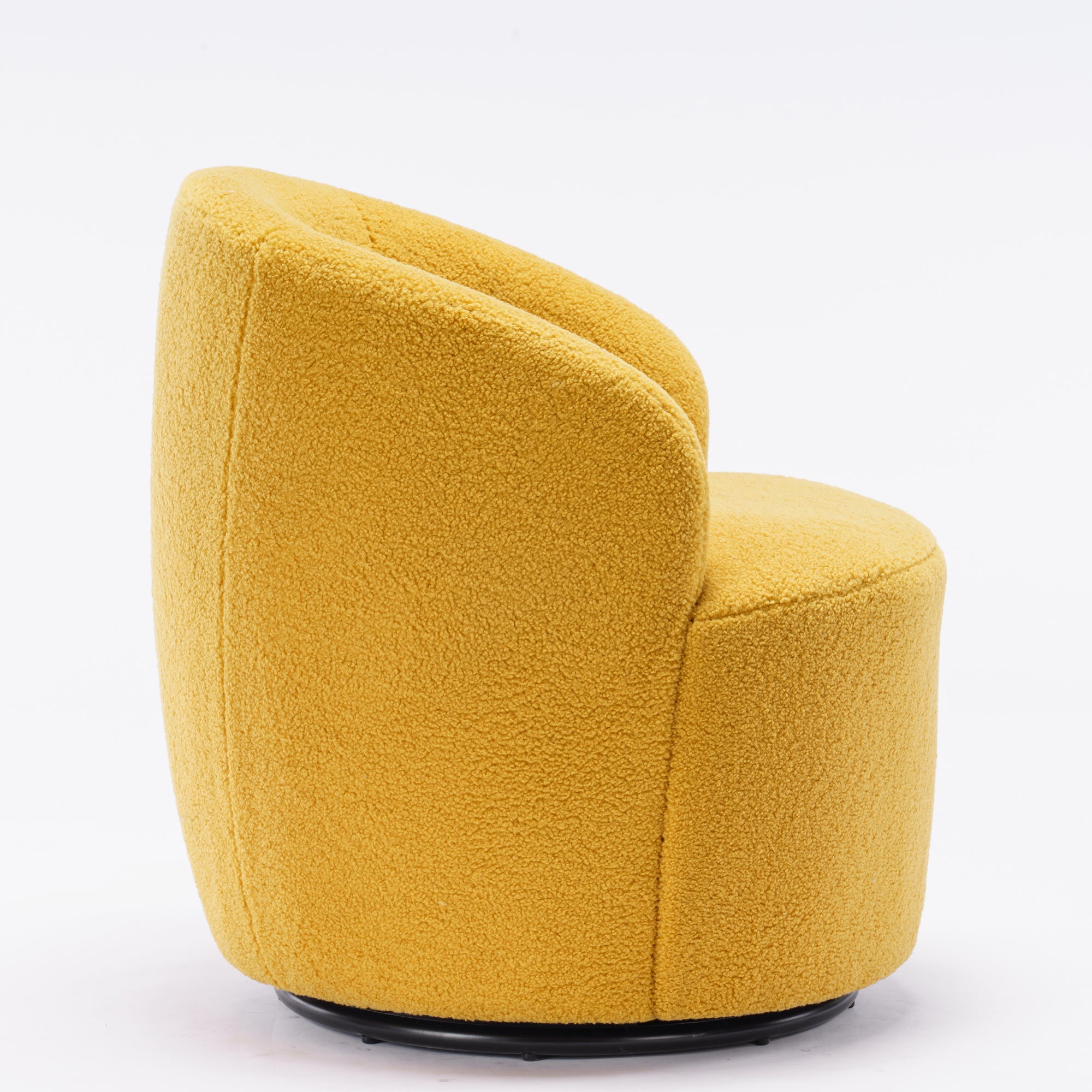 Teddy Fabric Swivel Accent Armchair Barrel Chair With Black Metal Ring- Yellow_17