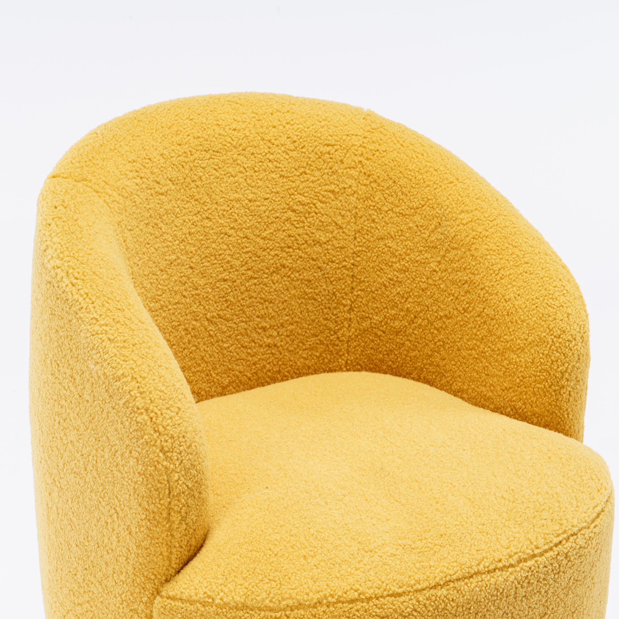 Teddy Fabric Swivel Accent Armchair Barrel Chair With Black Metal Ring- Yellow_6