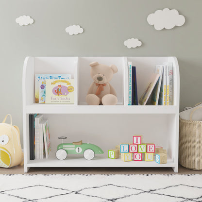 4 Compartment Children’s Bookcase and Playroom Storage Bookshelf- White_0