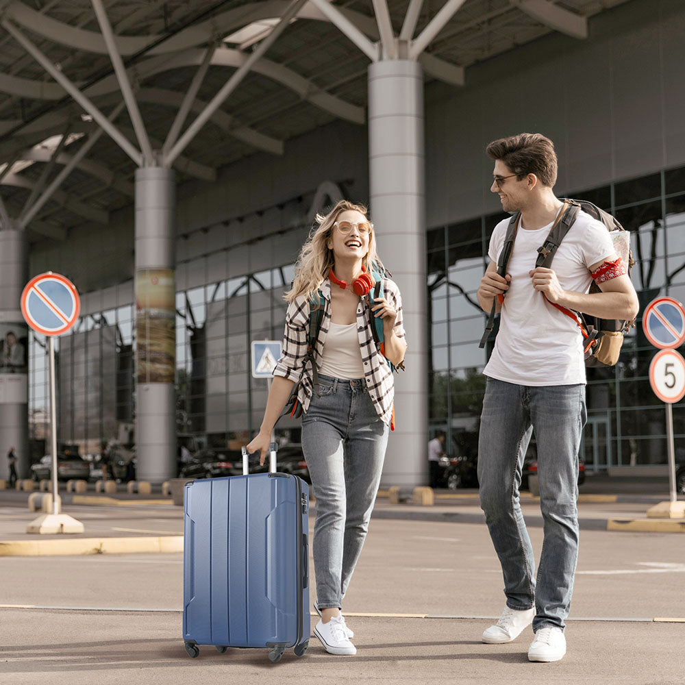 Set of 3 Piece Expandable Lightweight Spinner Suitcase with Corner Guards - Blue_17