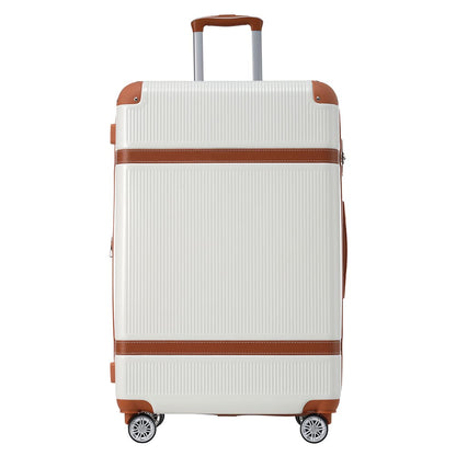 3 Piece Lightweight Hard-shell Luggage Sets double spinner 8 wheels Suitcase with TSA Lock - White_1