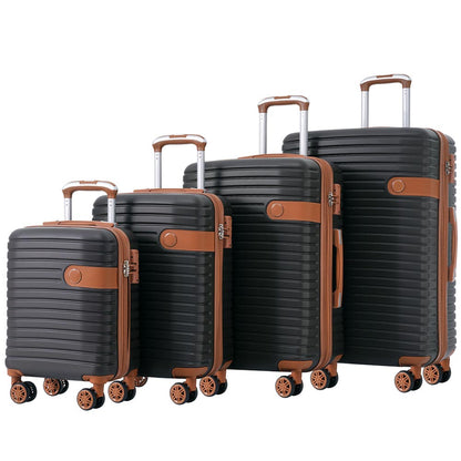 Set of 4 Expandable Lightweight Suitcase with Packing Cubes TSA Lock and Spinner Wheels - Coffee and Black_1