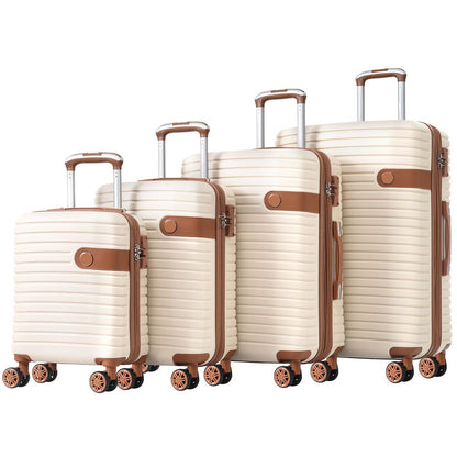 Set of 4-Piece Expandable Lightweight Suitcase with Packing Cubes TSA Lock and Spinner Wheels - Cream_1